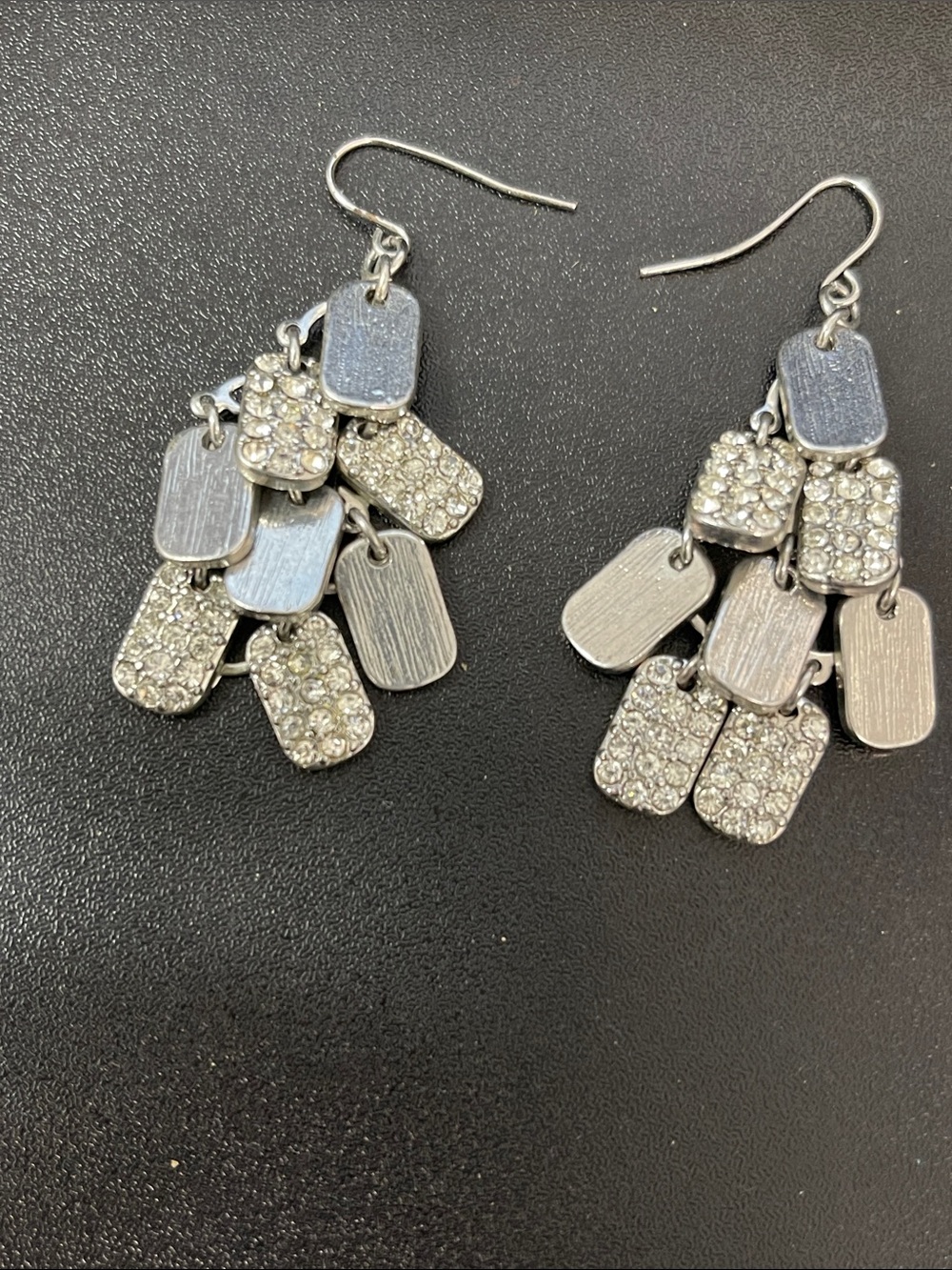 Silver Toned Crystal Dangle Earrings